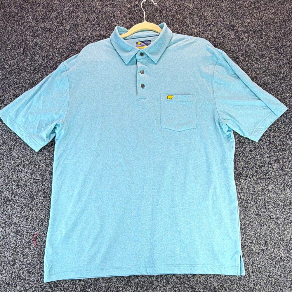 Jack Nicklaus Golden Bear Polo Shirt Men's L Blue Solid Pocket Logo Button